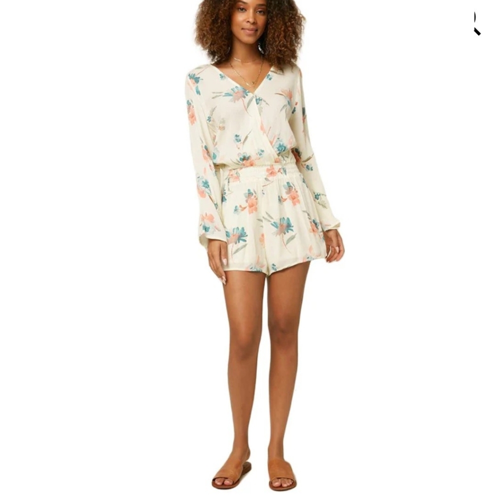 O'NEILL Jory Floral Romper Winter White Size Large Boho Cottagecore - Picture 2 of 11